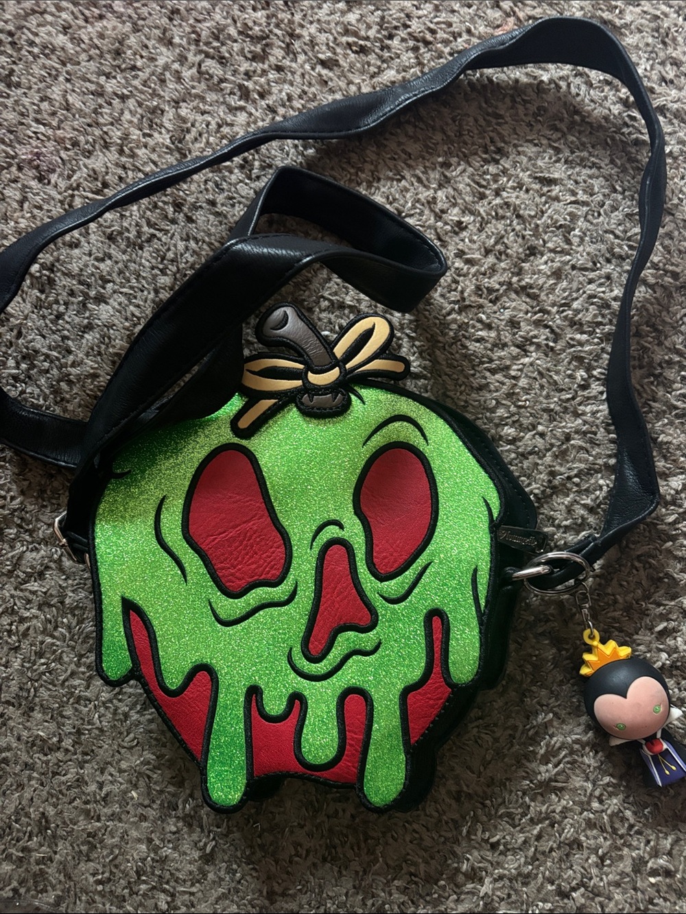 Loungefly Glitter Green and Red Poison Apple Crossbody Bag - Picture 3 of 3